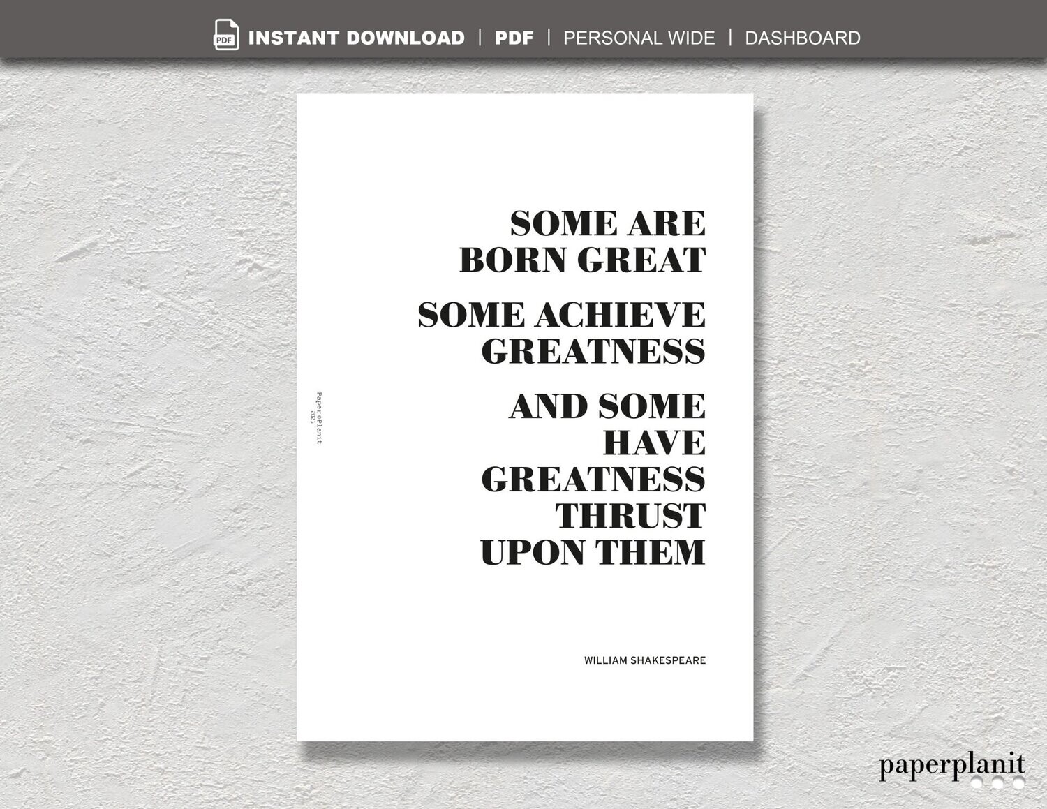 Dashboard Shakespeare – Born Great... Personal Wide