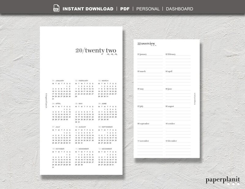 Diary 2022 Year to View Dashboard Personal