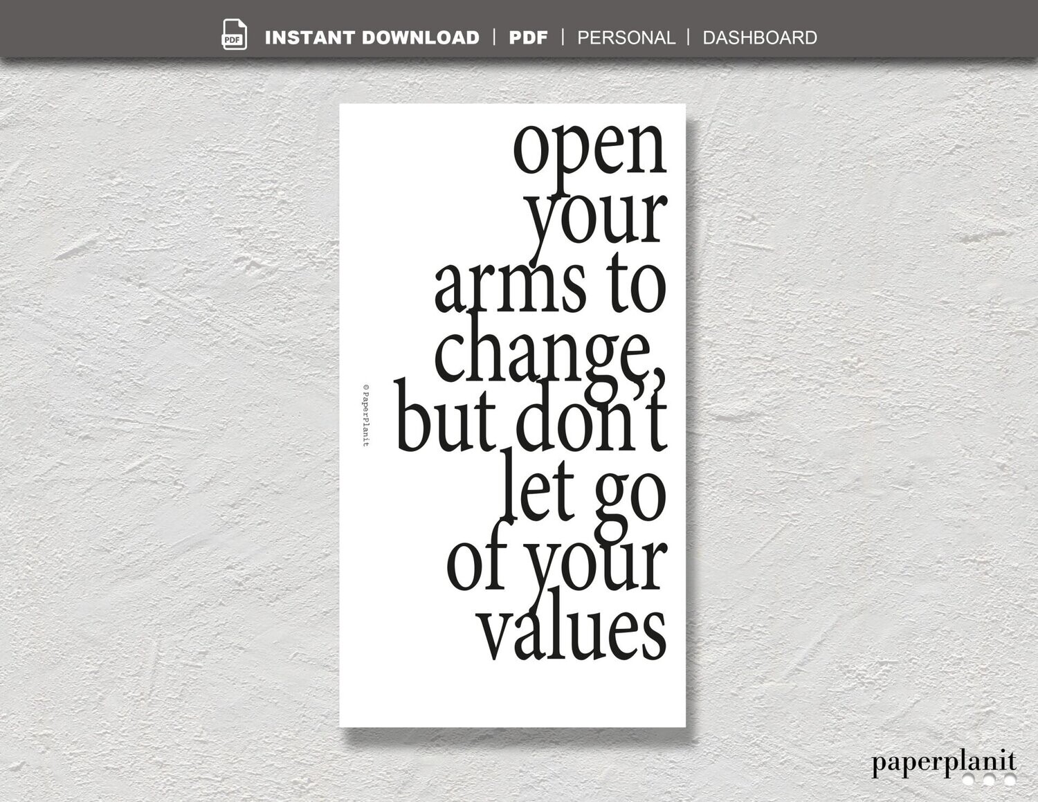 Dashboard Open your arms to change Personal