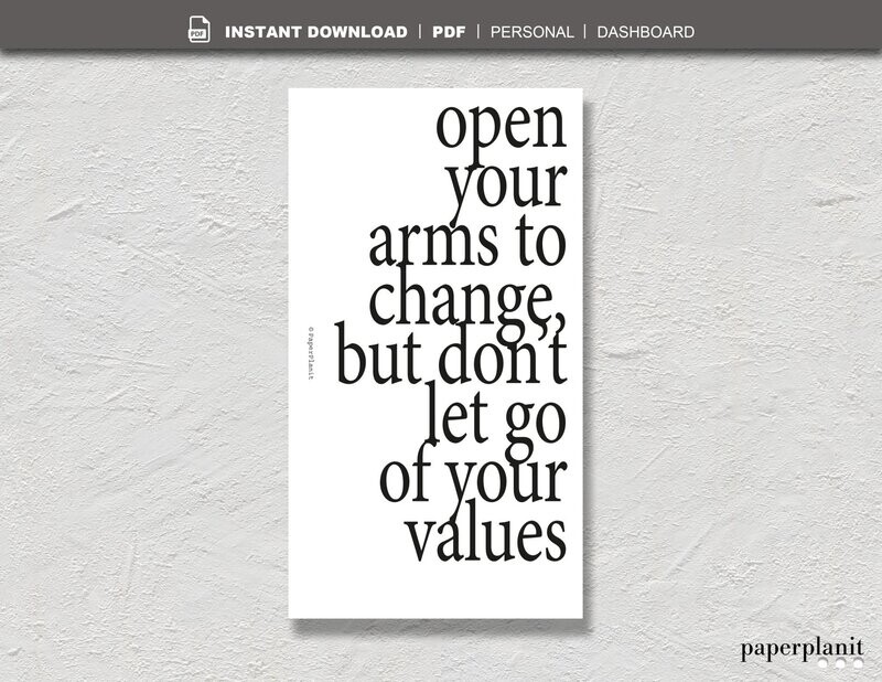 Dashboard Open your arms to change Personal