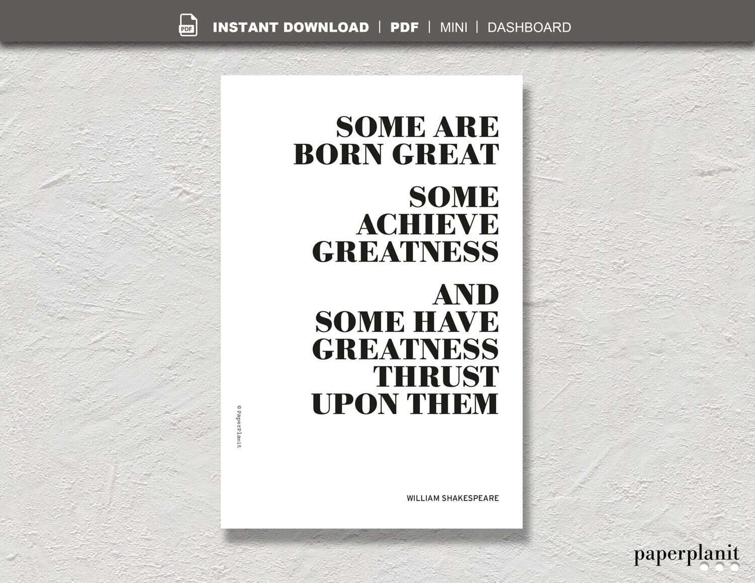 Dashboard Shakespeare – Born Great… Mini