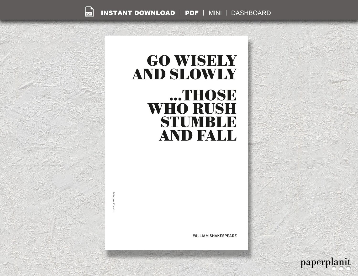 Dashboard Shakespeare – Go Wisely Mini