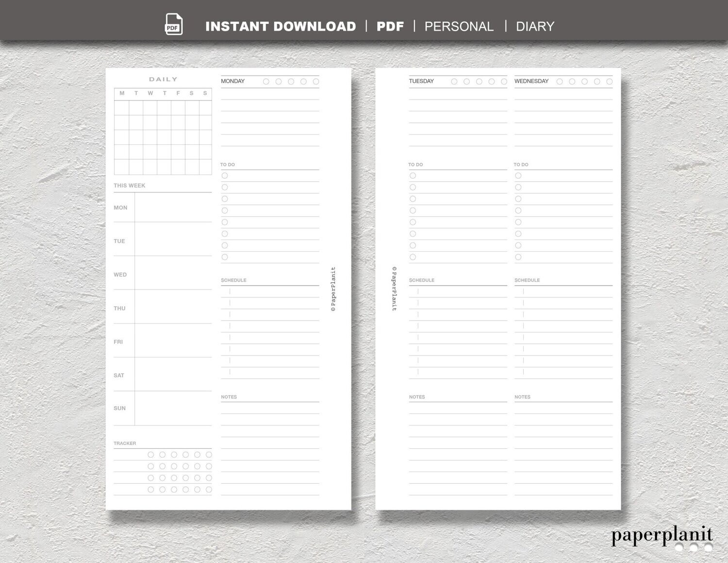 Diary UNDATED Week on 4 Pages Personal