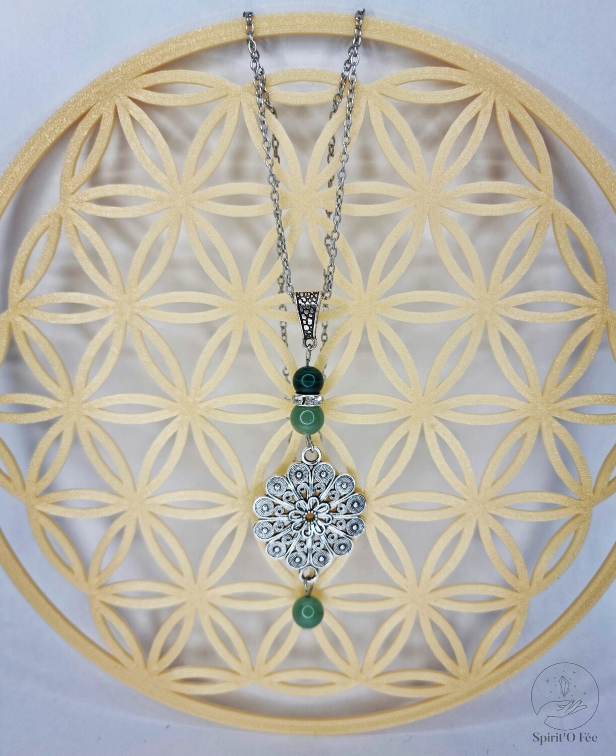 Pendentif Aventurine verte et Malachite