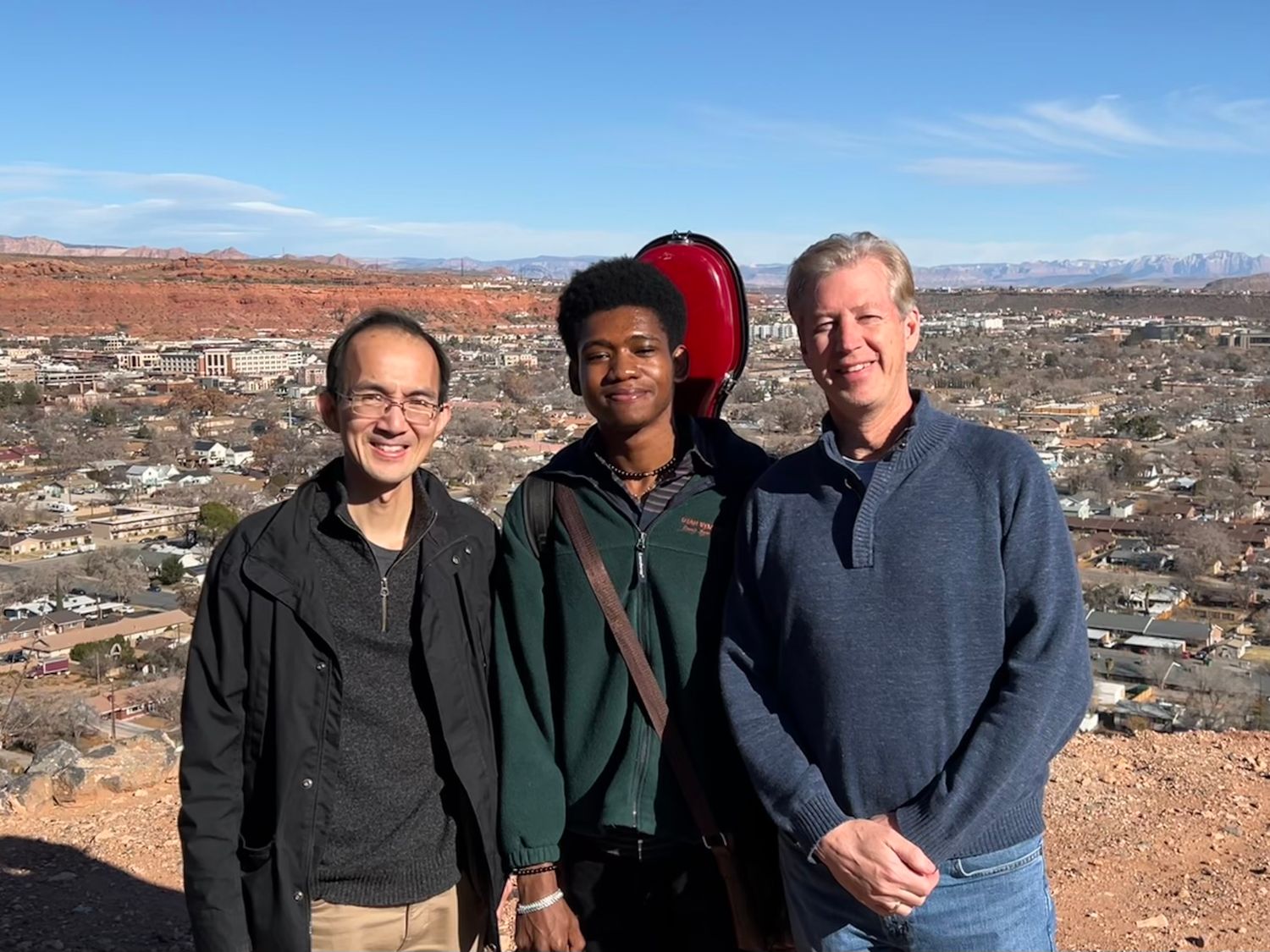 Dr. Ka-Wai Yu, Getro, John Eckstein

After auditioning for Utah Tech University in St. George, Utah, and being accepted into the cello studio of Dr. Ka-Wai Yu