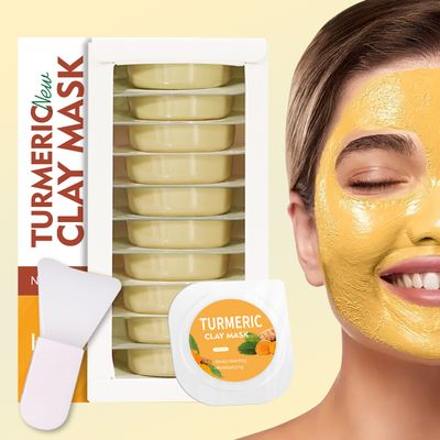 10 pcs Spreadable Cleansing Clay Beauty Mask - Turmeric, Rose, Eggplant, Avocado, Dead Sea Mud, Rose, Tea Tree, Green Tea &amp; Combined Pink Mud.