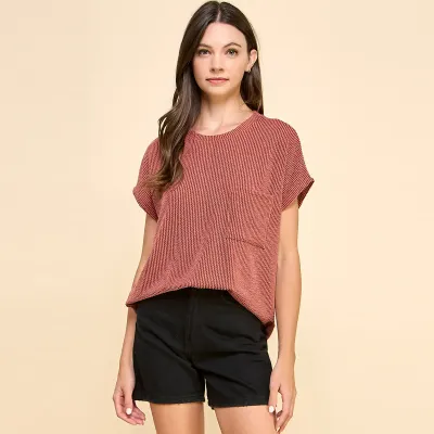 Rust Ribbed Top