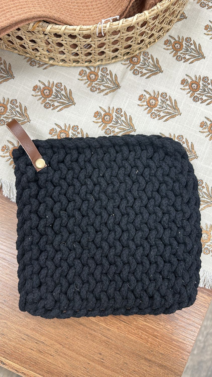 Black Leather Potholder