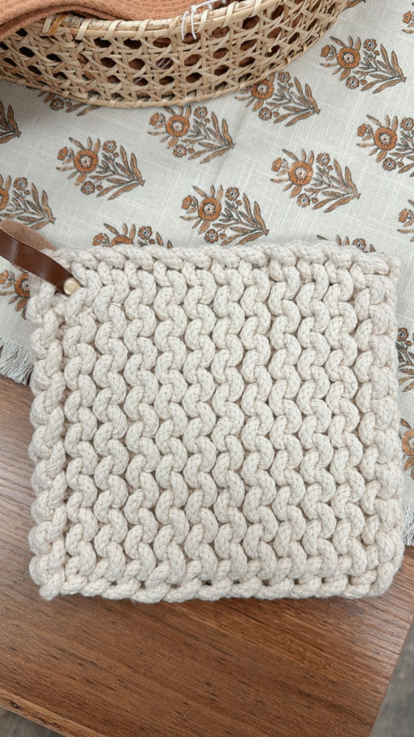 Cream Leather Potholder