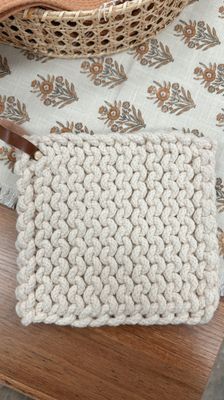 Cream Leather Potholder