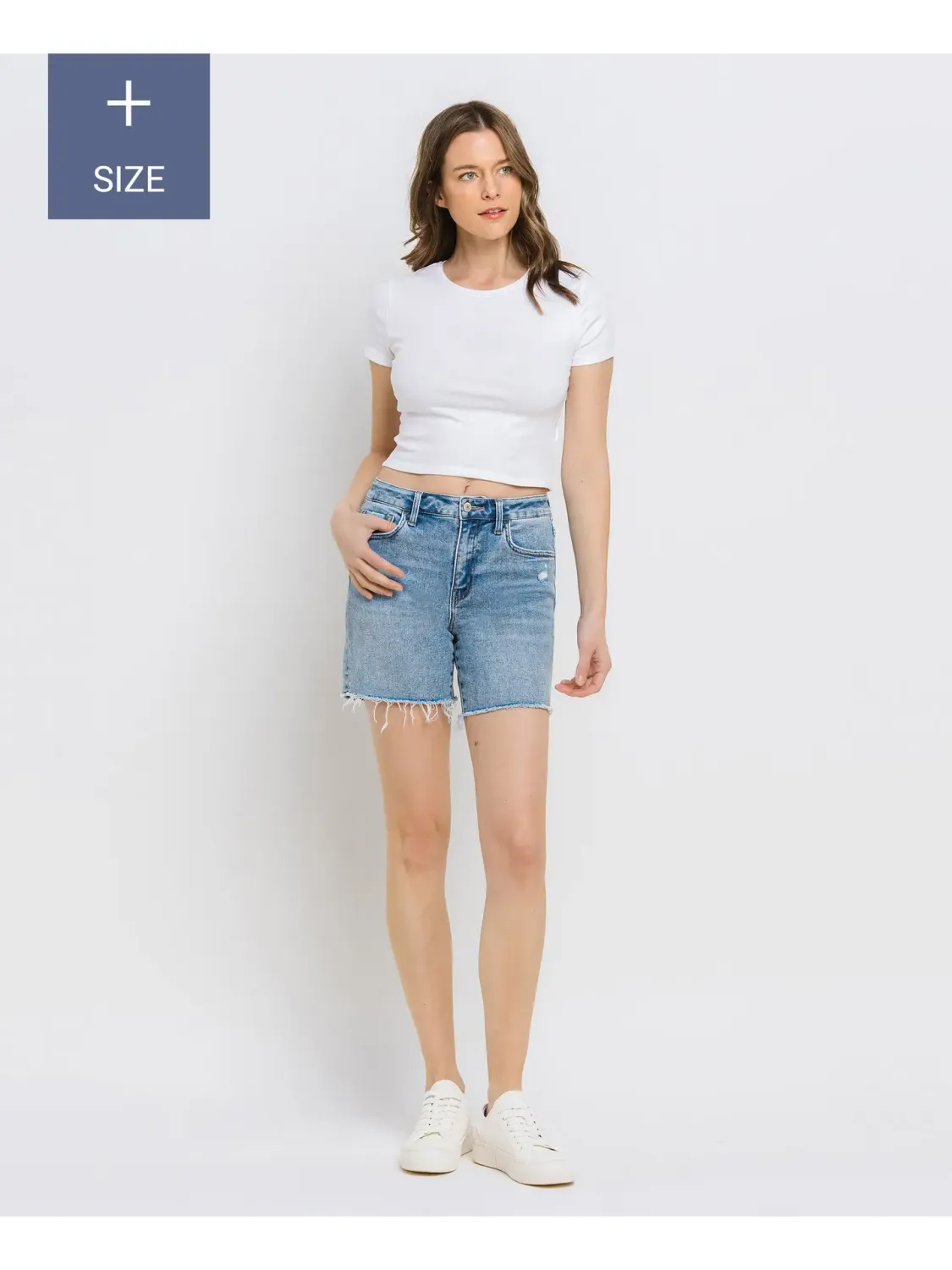 High Rise Plus Midi Shorts
