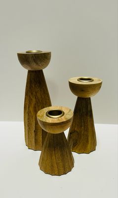Wood Pleated Taper Holder