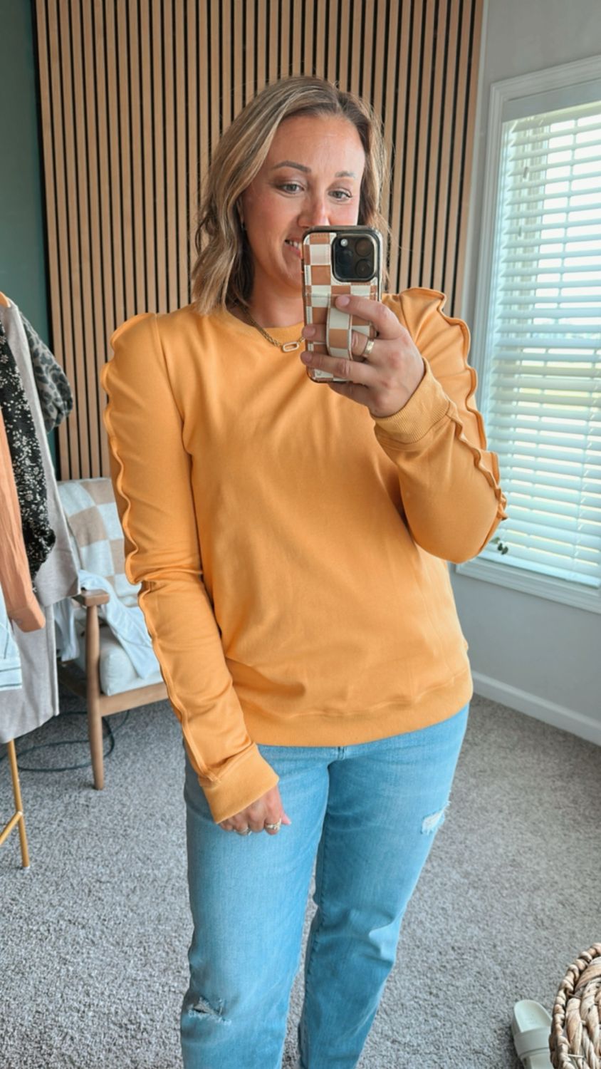 Mustard Ruffle Sleeve Top