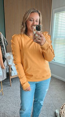 Mustard Ruffle Sleeve Top