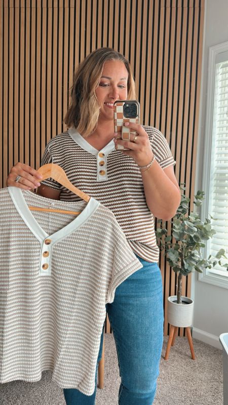 V-Neck Button Top
