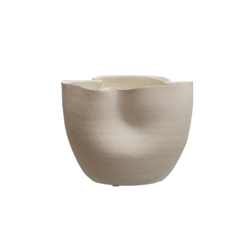 White Sand Glaze Ruffle Planter