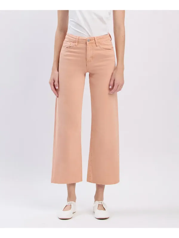 High Rise Pink Sand Wide Cropped Jeans