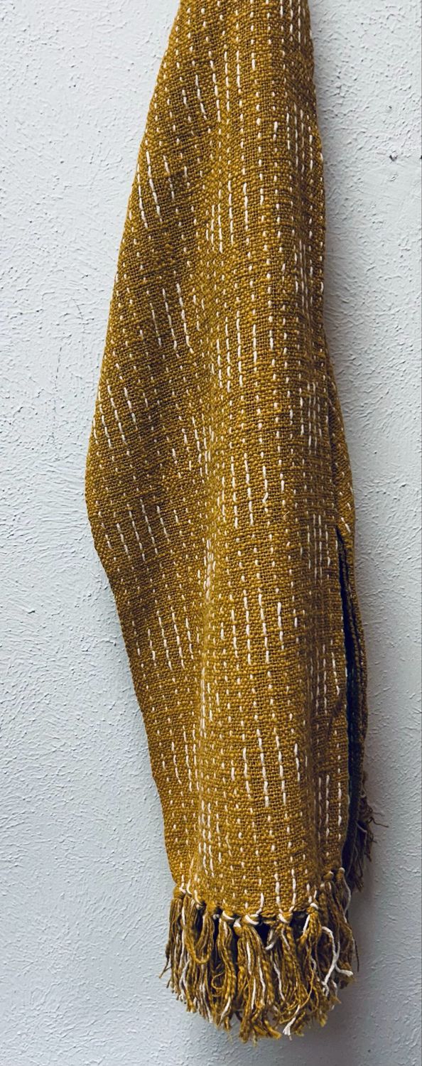 67" Mustard Cotton Throw Blanket