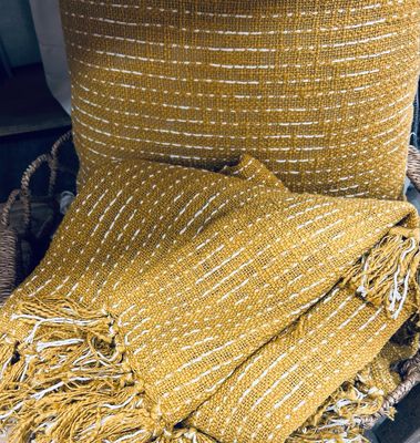 67" Mustard Cotton Throw Blanket