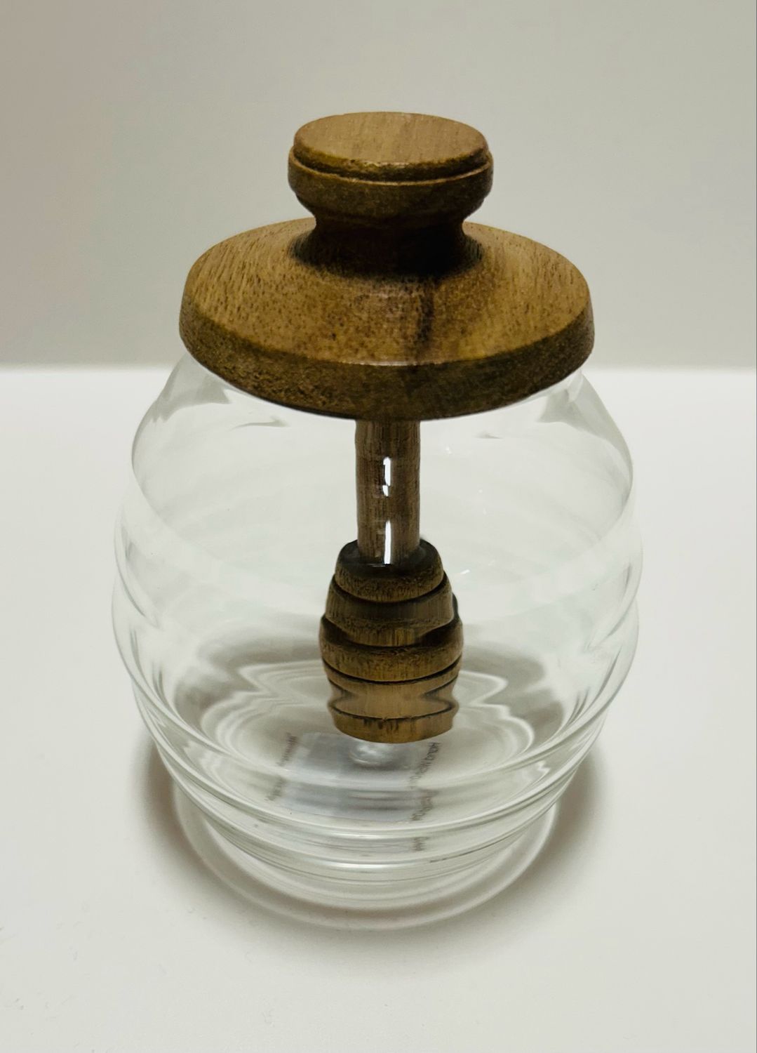 Glass Honey Jar Wood Lid/Dipper