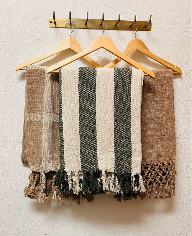 Brown Crochet Fringe Throw