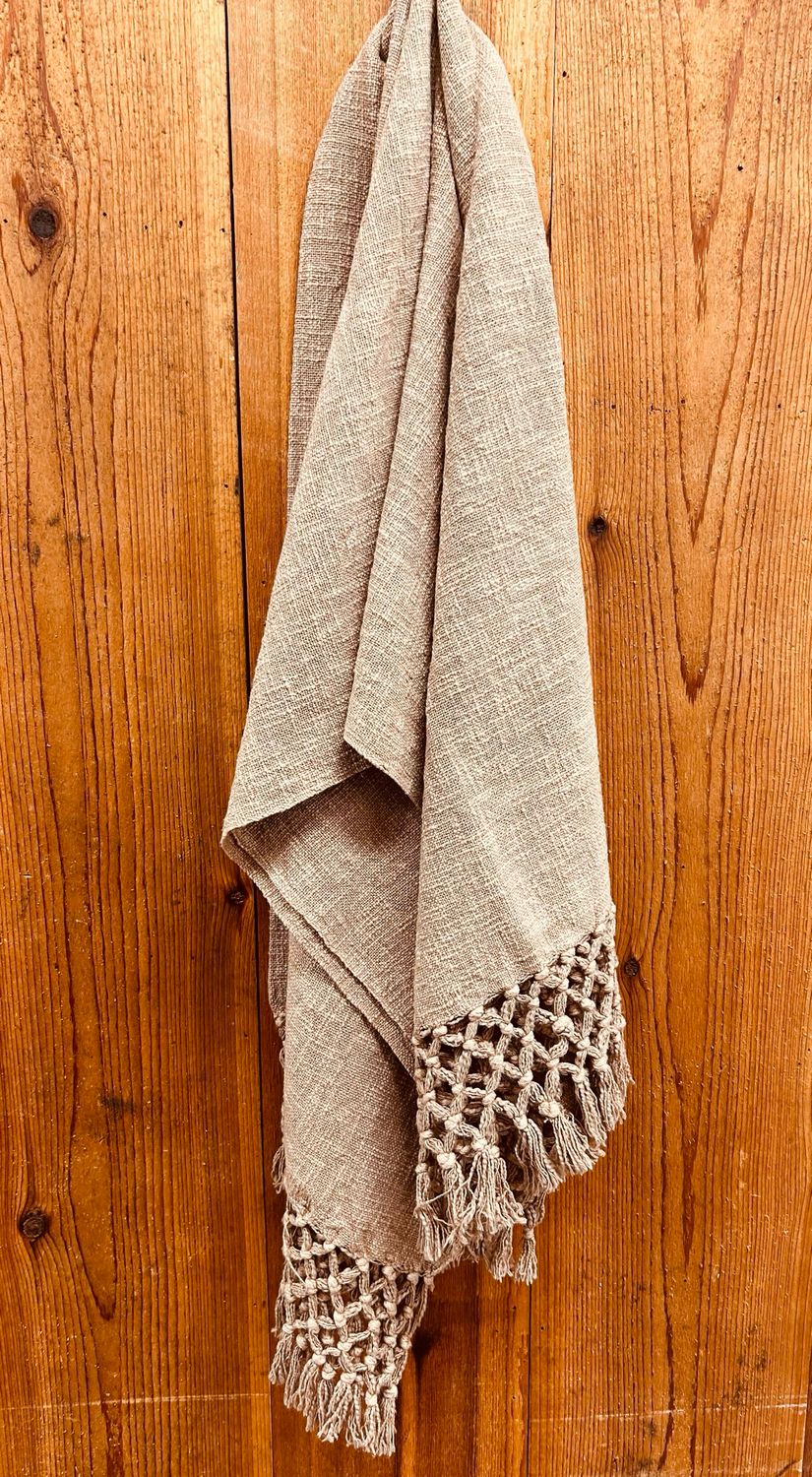 Brown Crochet Fringe Throw