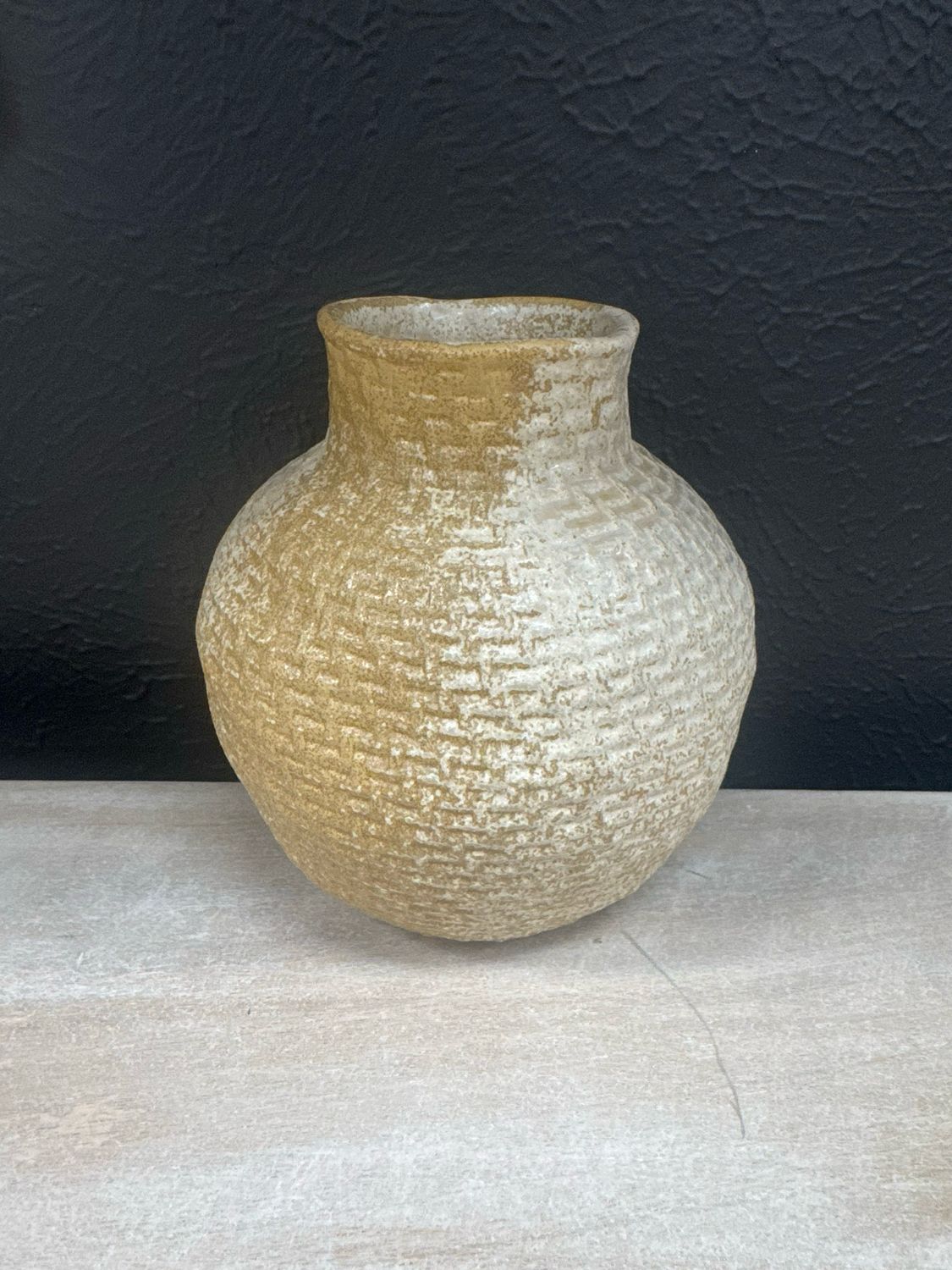 6" Cream Ball Vase