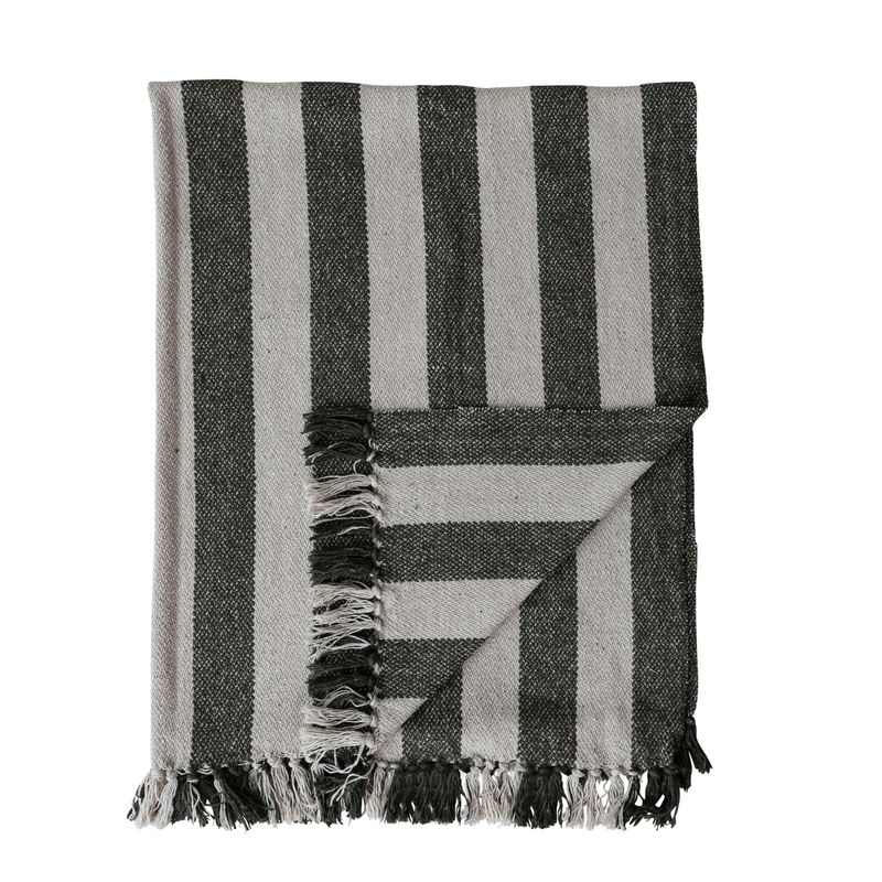 Nat/Green Stripe Throw Blanket