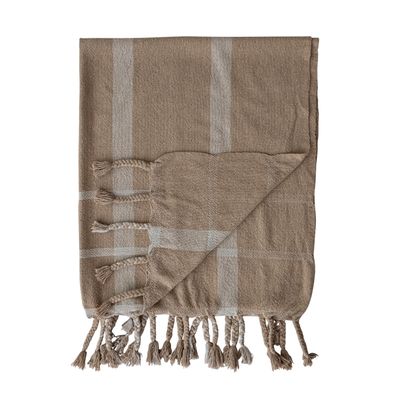 Beige&amp;Nat Fringe Throw