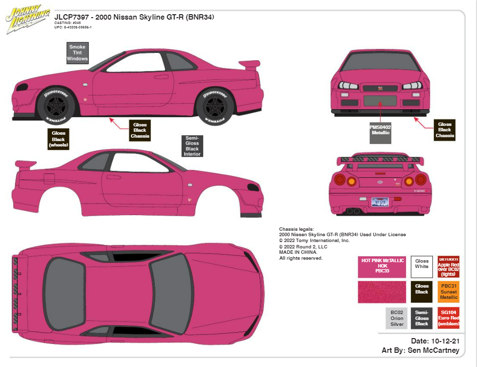 Autoworld 2000 Nissan Skyline Pink and White Chase Set