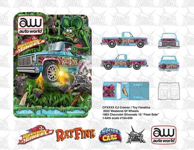 Autoworld Ratfink Lowered Baby Blue Squarebody Truck Regular and Chase