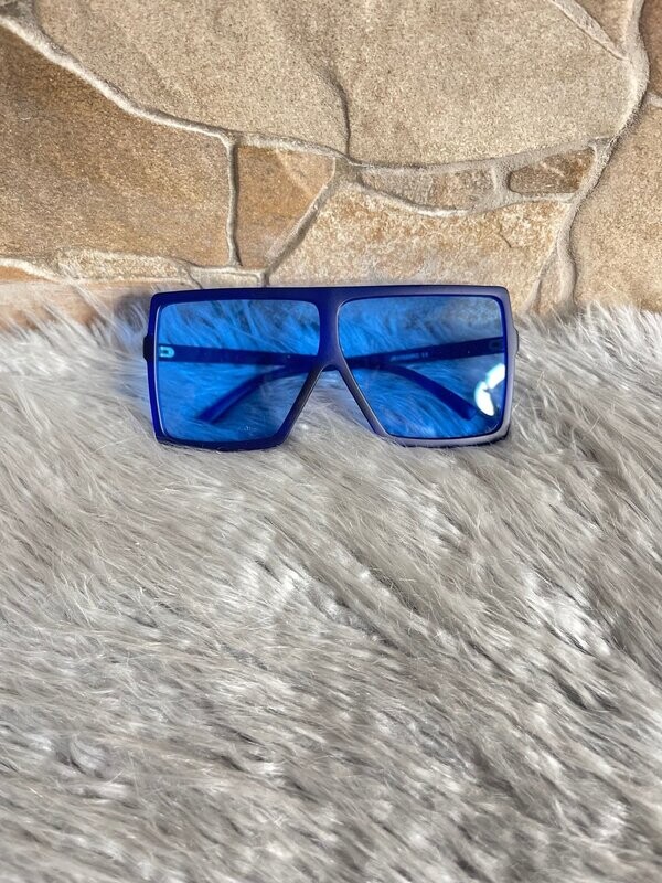 Blue Matte Oversize Sunglasses