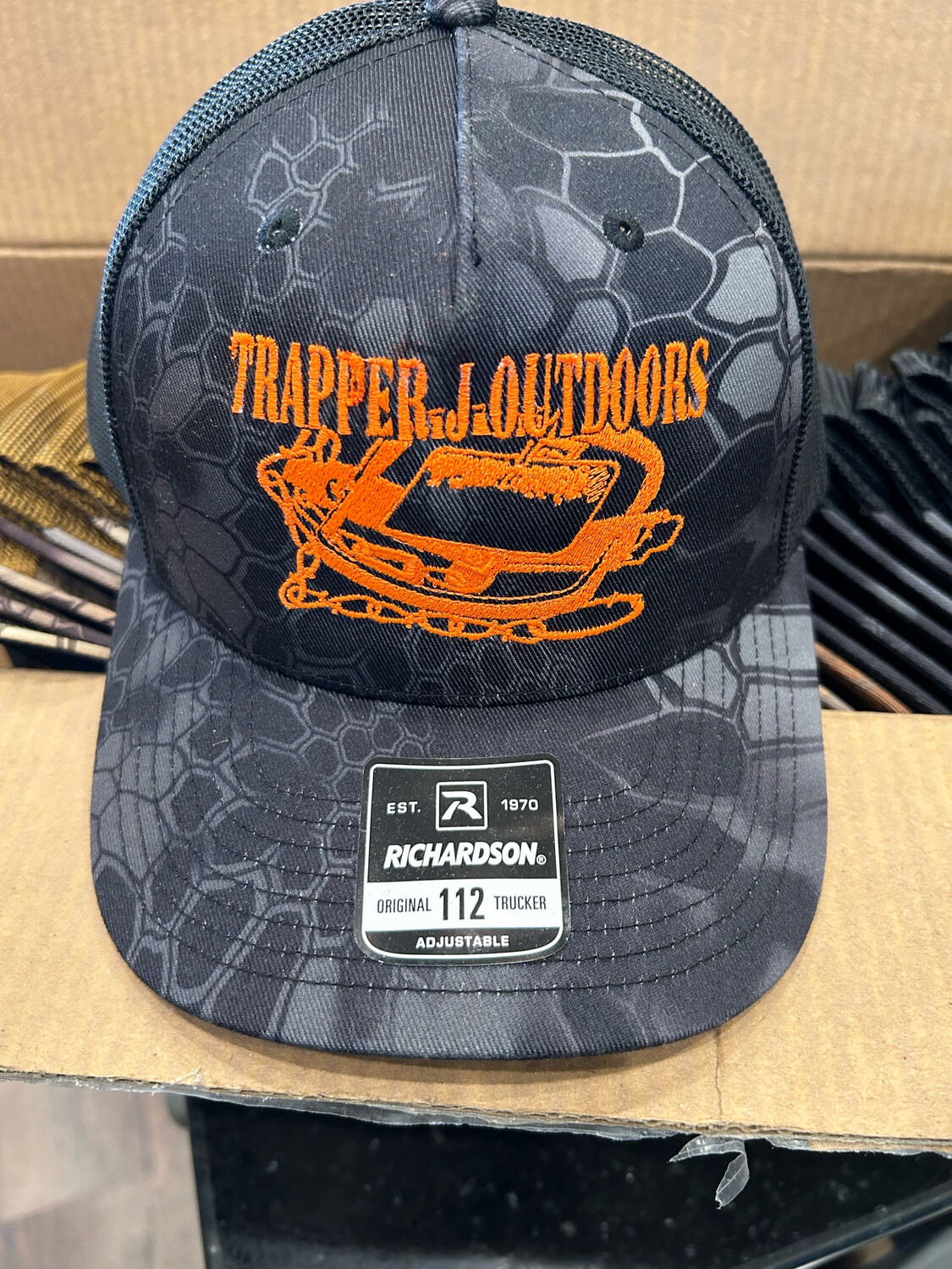 Bad Ass Trapper J Hat (black Style)with Orange