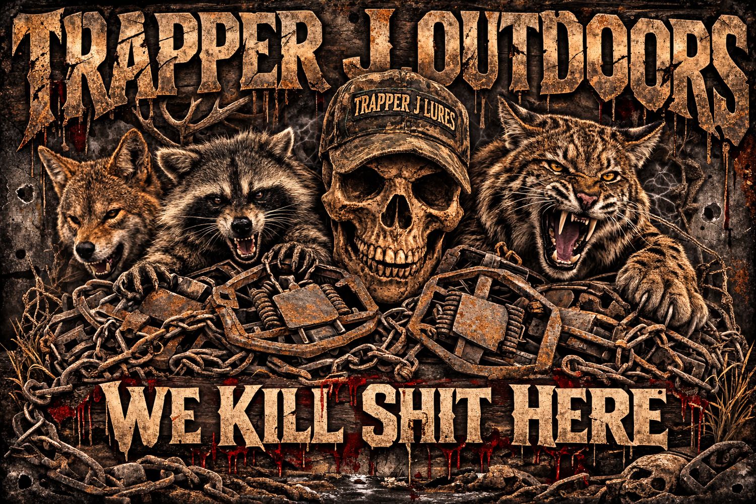 Tjo We Kill Shit Here Metal Sign