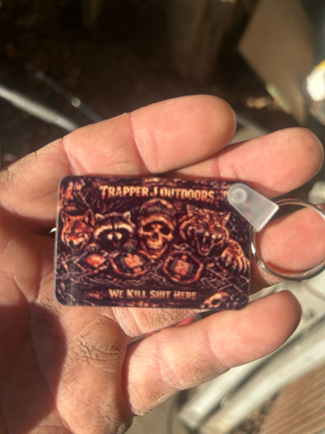 We Kill Shit Here Key Chains