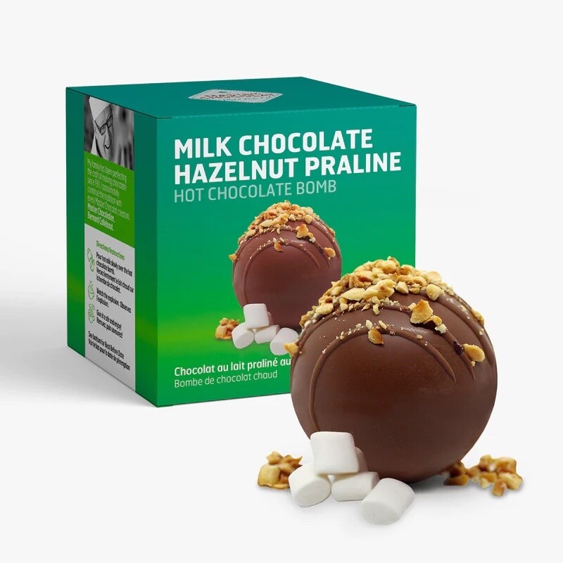 MILK CHOCOLATE HAZELNUT PRALINE HOT CHOCOLATE BOMB