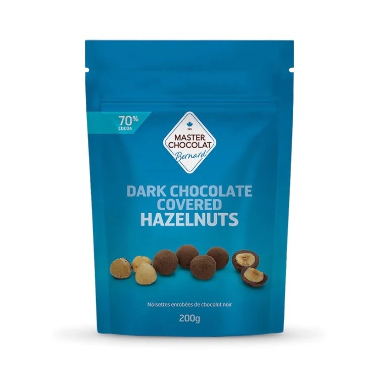 DARK CHOCOLATE COVERED HAZELNUTS 200G