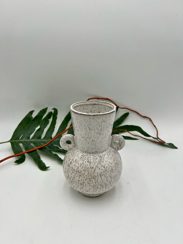 GLAZED VASE TWO HANDLES SMALL 6" H