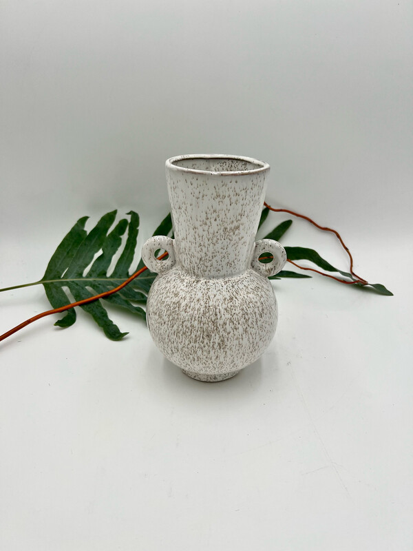 GLAZED VASE TWO HANDLES LARGE 7.5" H