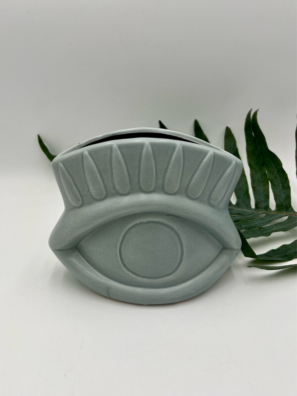 EYELASH VASE MATTE BLUE 7" W