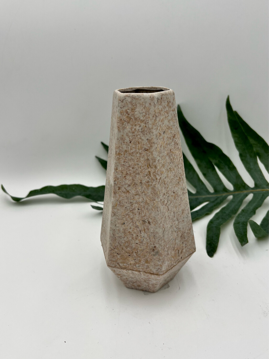 RICE HUSK GEOMETRIC VASE 8" H