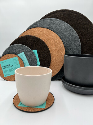 EVERSPRING NATURAL ROUND CORK & FABRIC SURFACE PROTECTOR PLANT MAT, ASSORTED SIZES