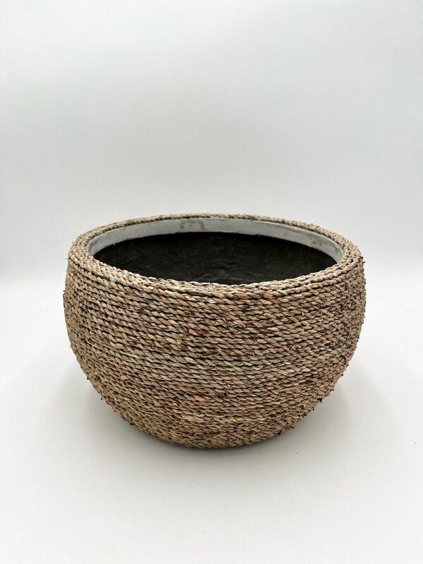 PANAMA LOW SEAGRASS COVERED PLANTER 11"