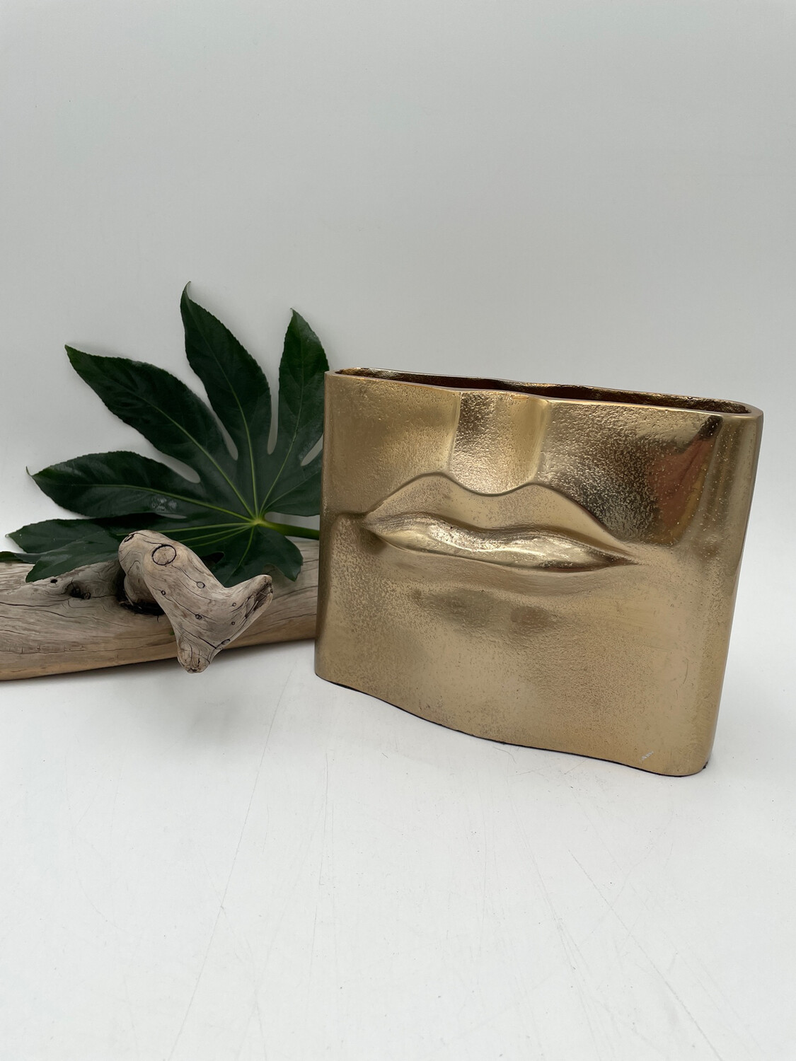 GOLD METAL RECTANGLE LIP PLANTER 8" L
