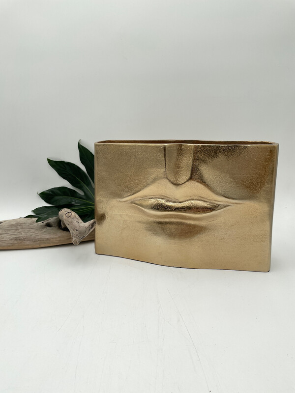 GOLD METAL RECTANGLE LIP PLANTER 11.5" L