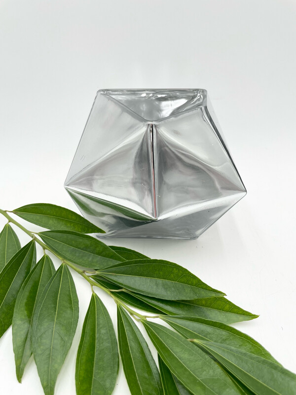 SILVER GEOMETRIC VASE 5.5" H