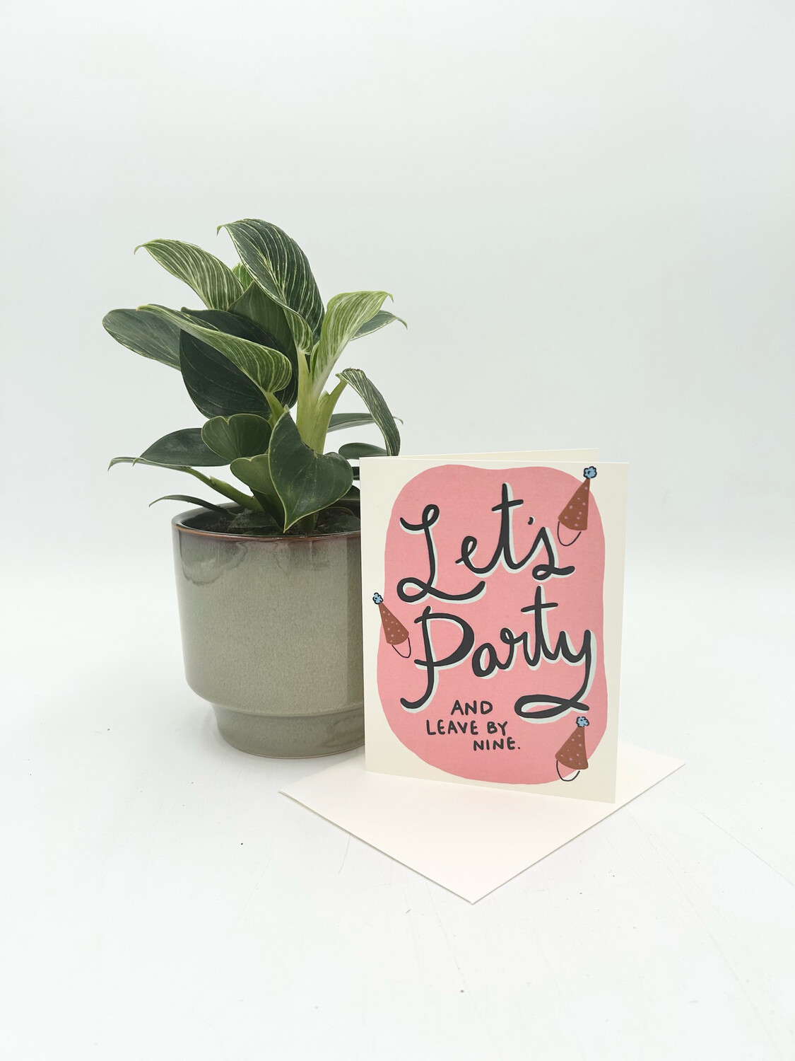 LET'S PARTY AND LEAVE BY NINE BIRTHDAY GREETING CARD