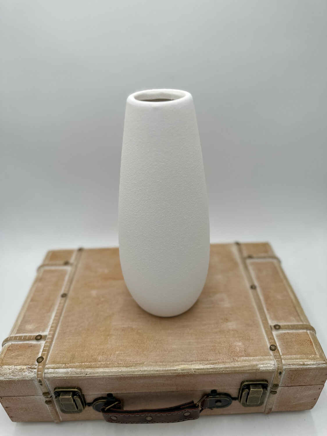 BRENNA WHITE CERAMIC VASE 11.5" H