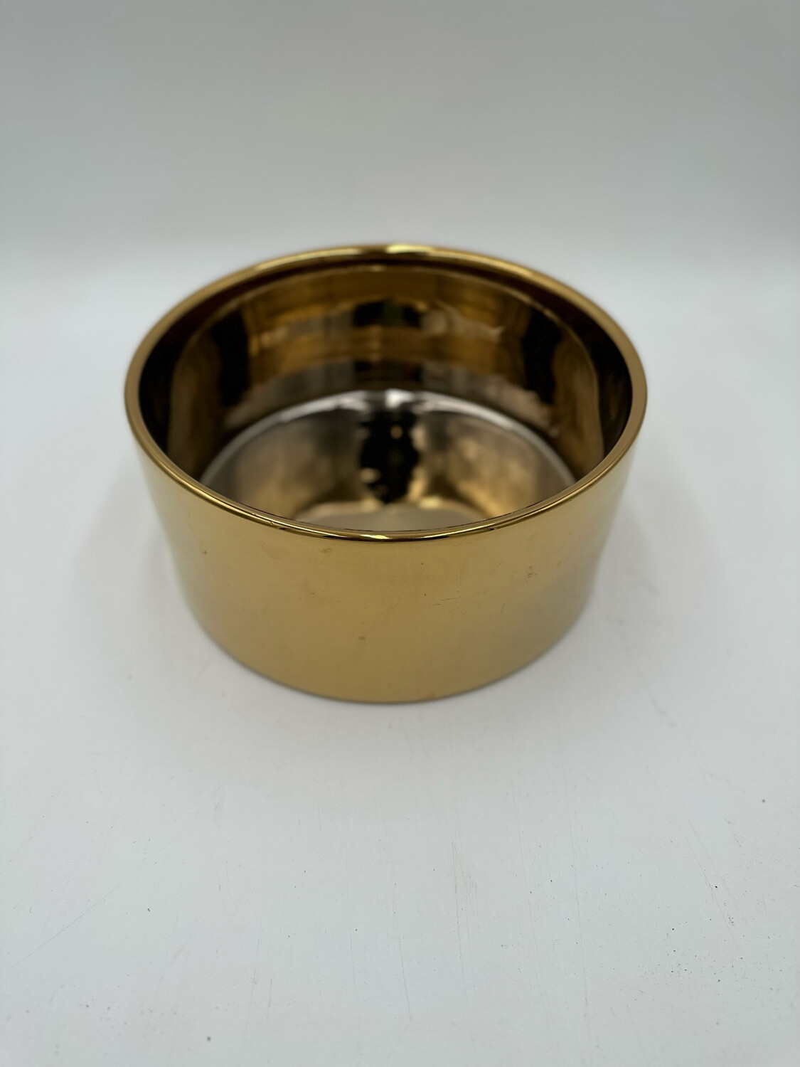 GLOSSY GOLD CERAMIC LOW BOWL 12.5"