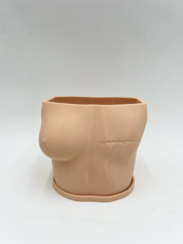 JADE MASTECTOMY PLANTER WITH TRAY BEIGE 4.5"